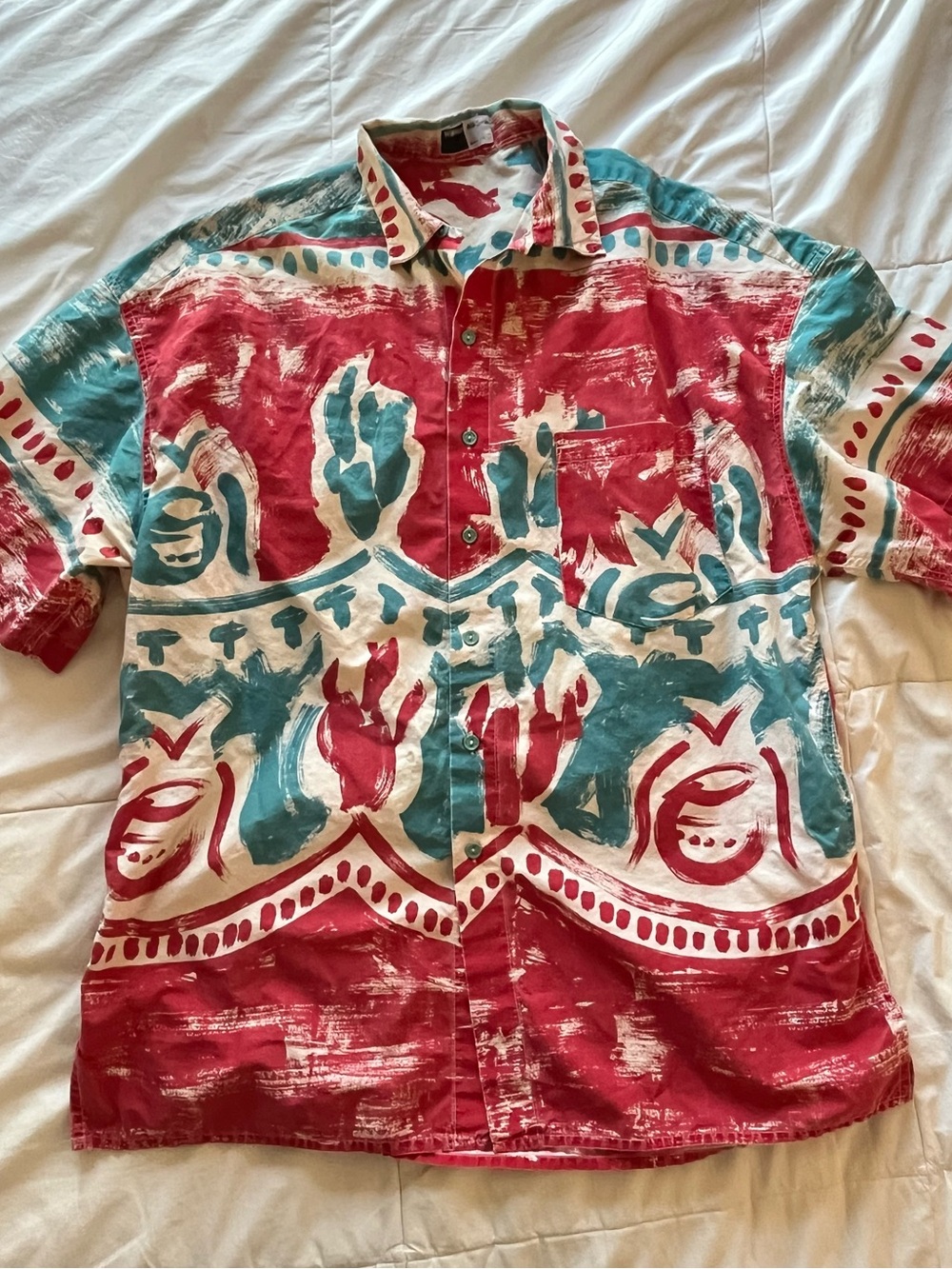 Williwear Willi Smith Vintage Abstract Print Short-Sleeve Button-Up